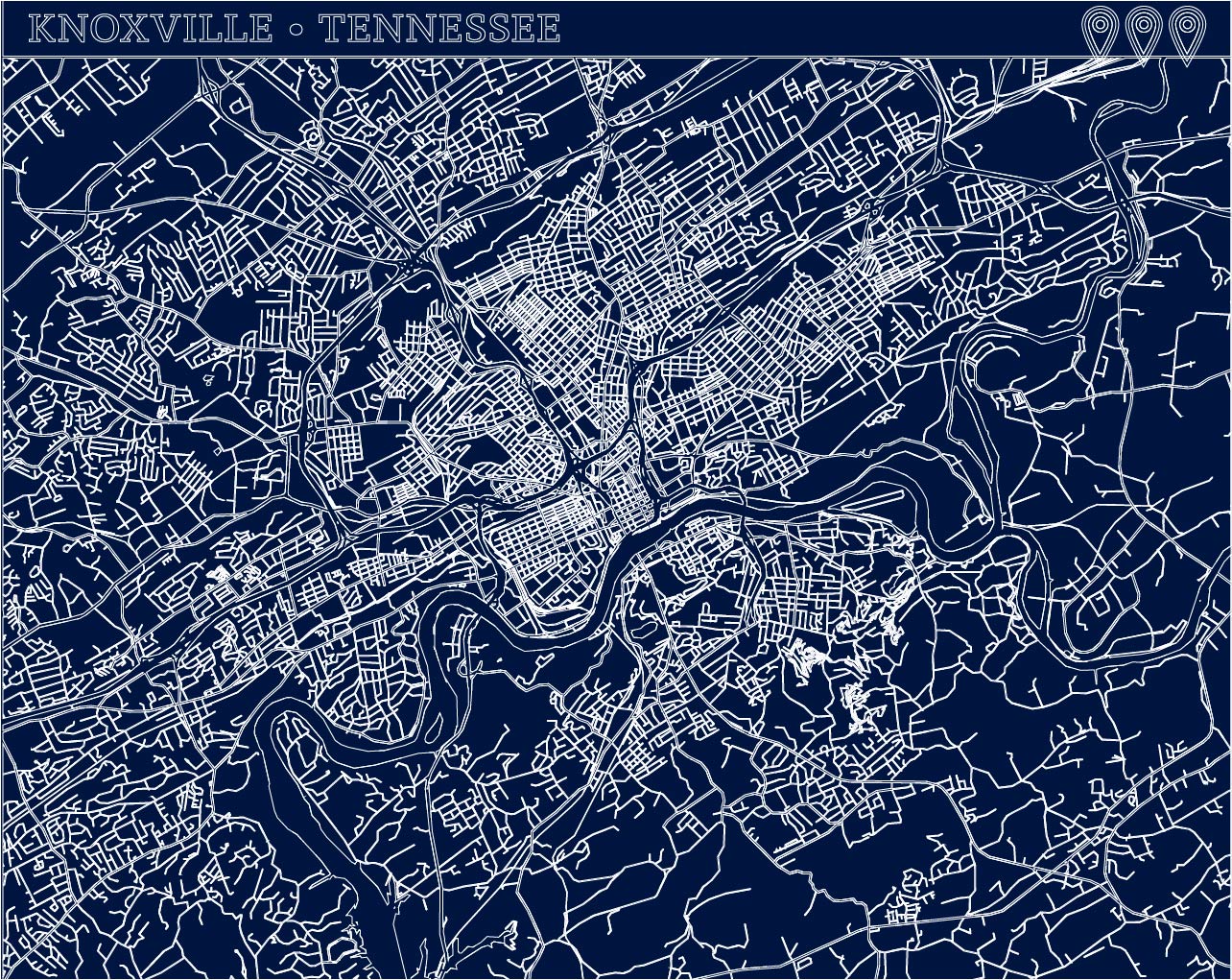 Knoxville Tennessee map